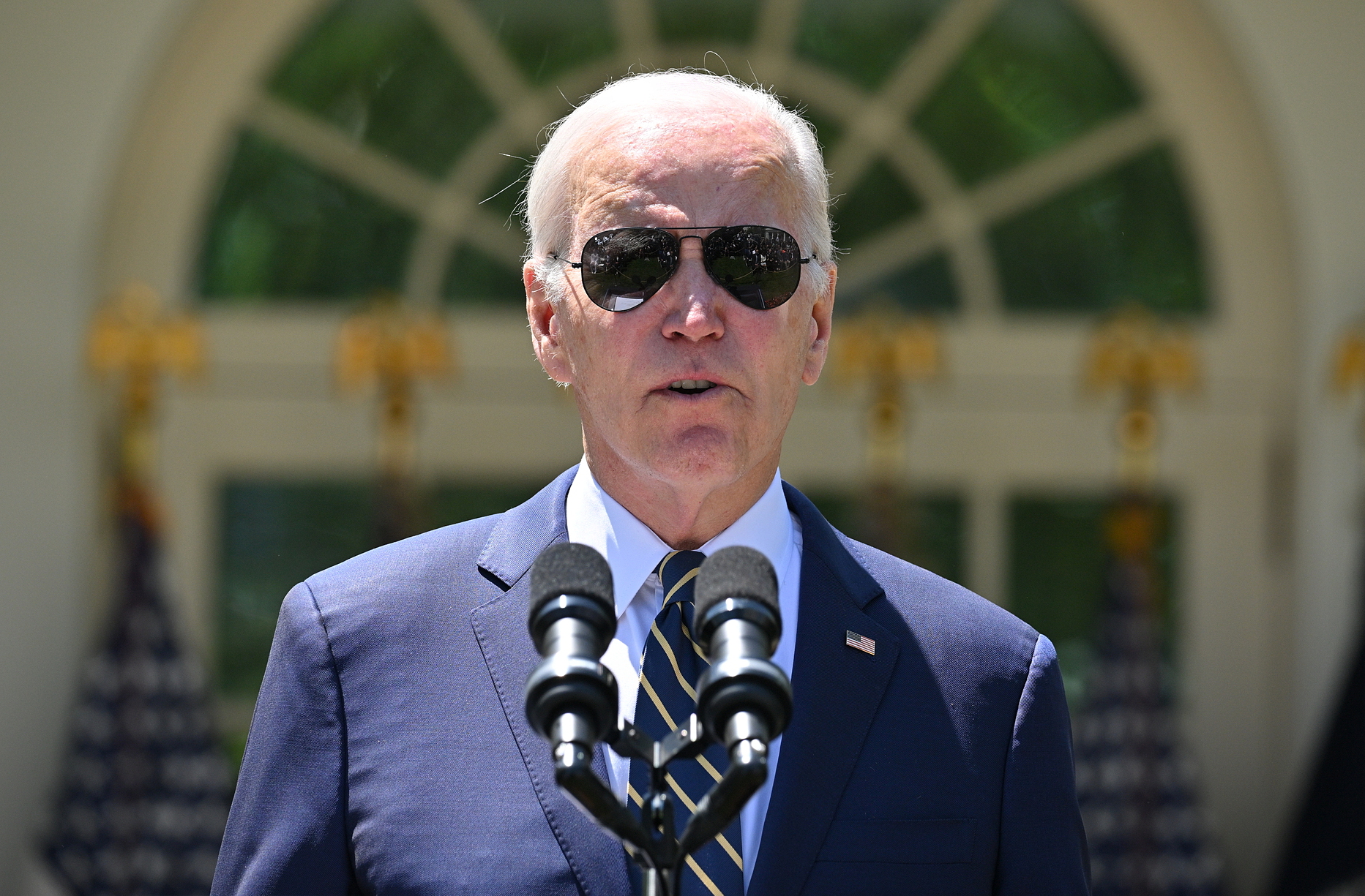 Tổng thống Mỹ Joe Biden phát biểu tại Vườn Hồng, Nhà Trắng ngày 25/5. Ảnh: AFP