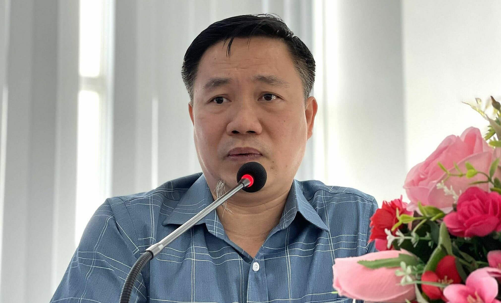 hoa-lac-7362-1684215016-168424-2160-6003-1684243819 Ông Trần Đắc Trung, Phó ban quản lý Khu công nghệ cao Hòa Lạc phát biểu, sáng 16/5. Ảnh: Hà An