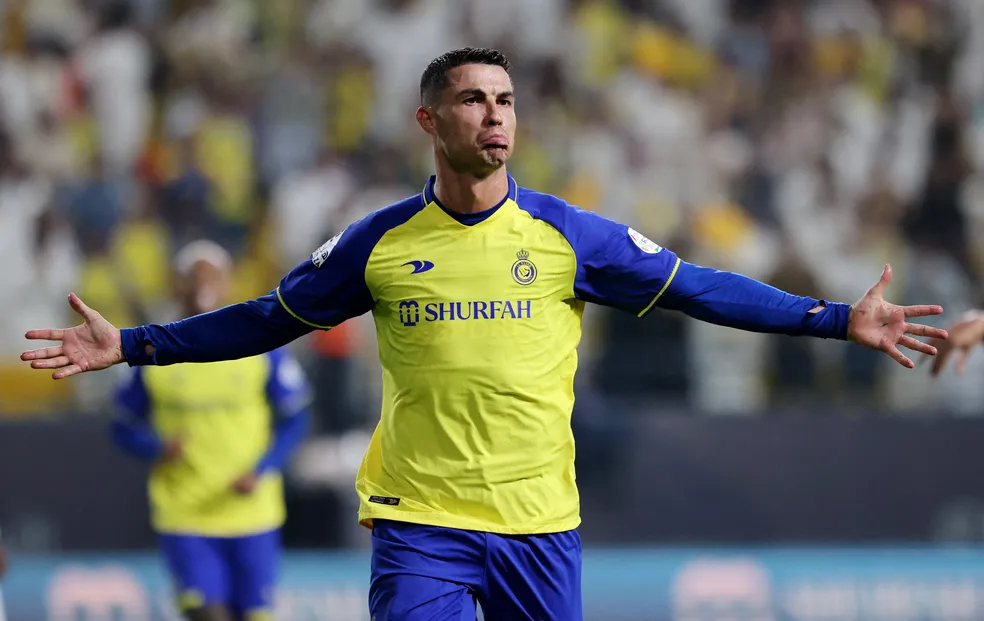 new-project-1-3318-1685671620 Ronaldo mừng bàn trong trận Al Nassr thắng Al Shabab 3-2 hôm 23/5. Ảnh: Reuters