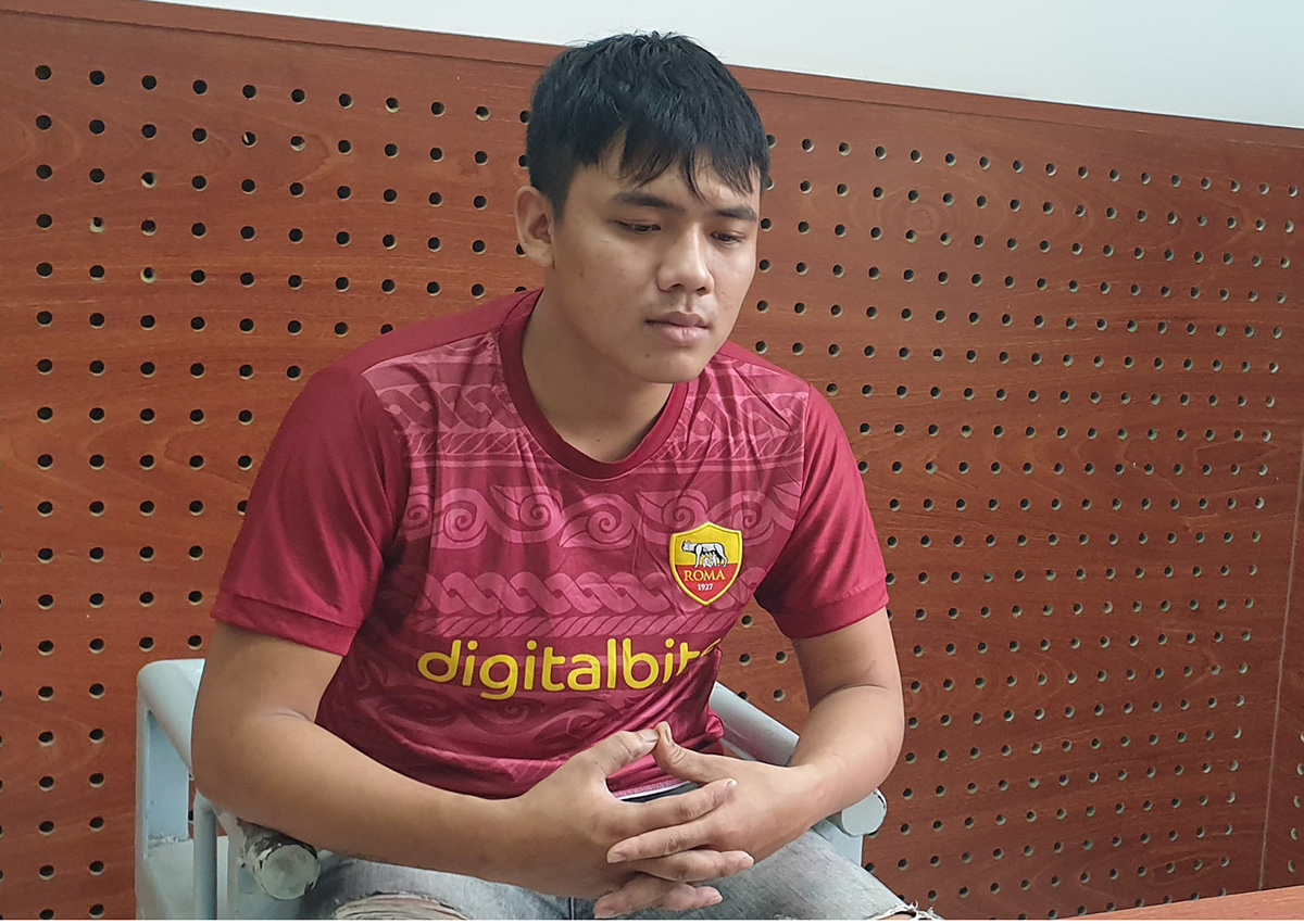 Trương Thanh Thiên tại cơ quan điều tra. Ảnh: Châu Thành