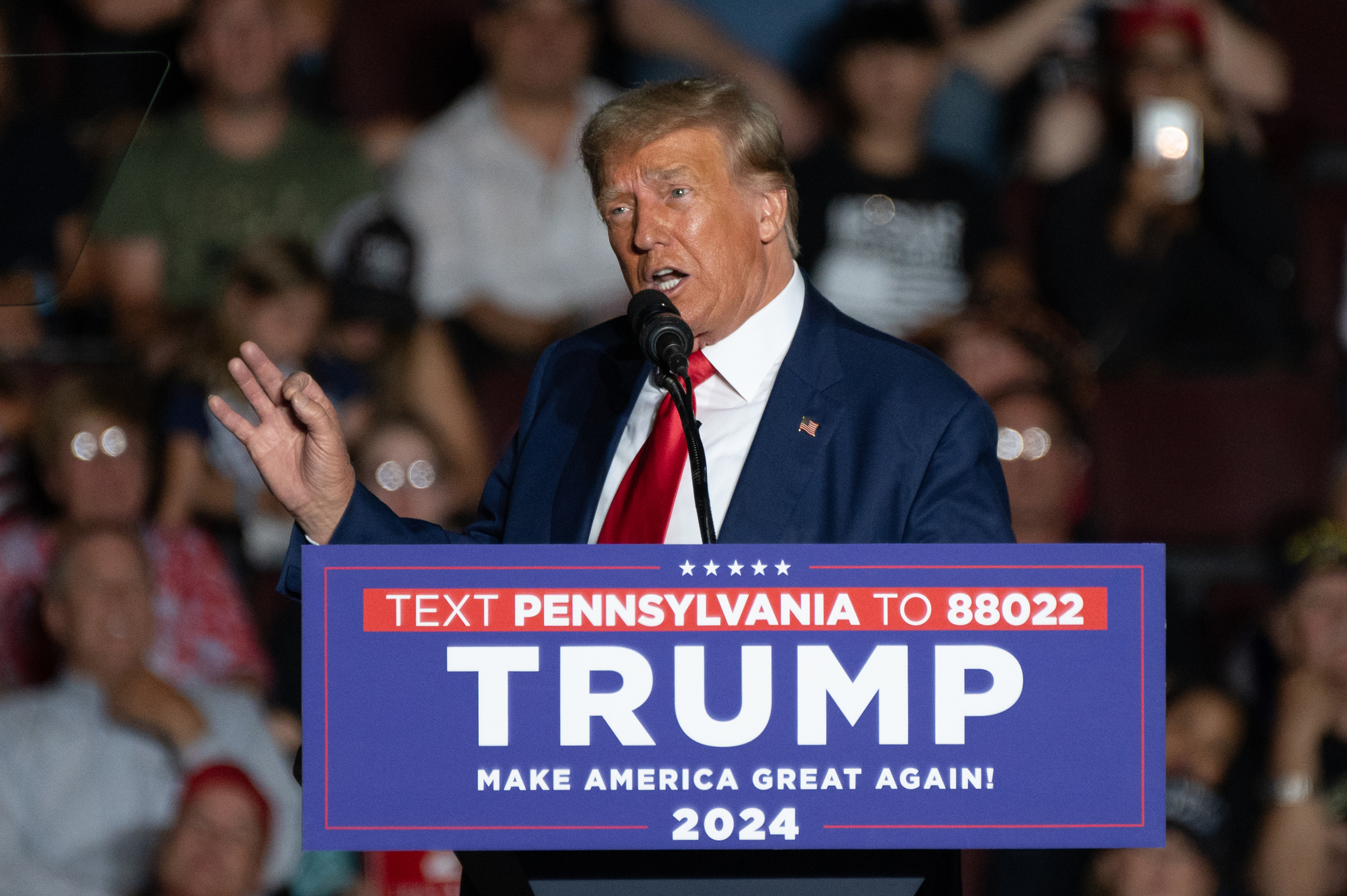 Cựu tổng thống Mỹ Donald Trump phát biểu tại Erie, bang Pennsylvania, ngày 29/7. Ảnh: AFP