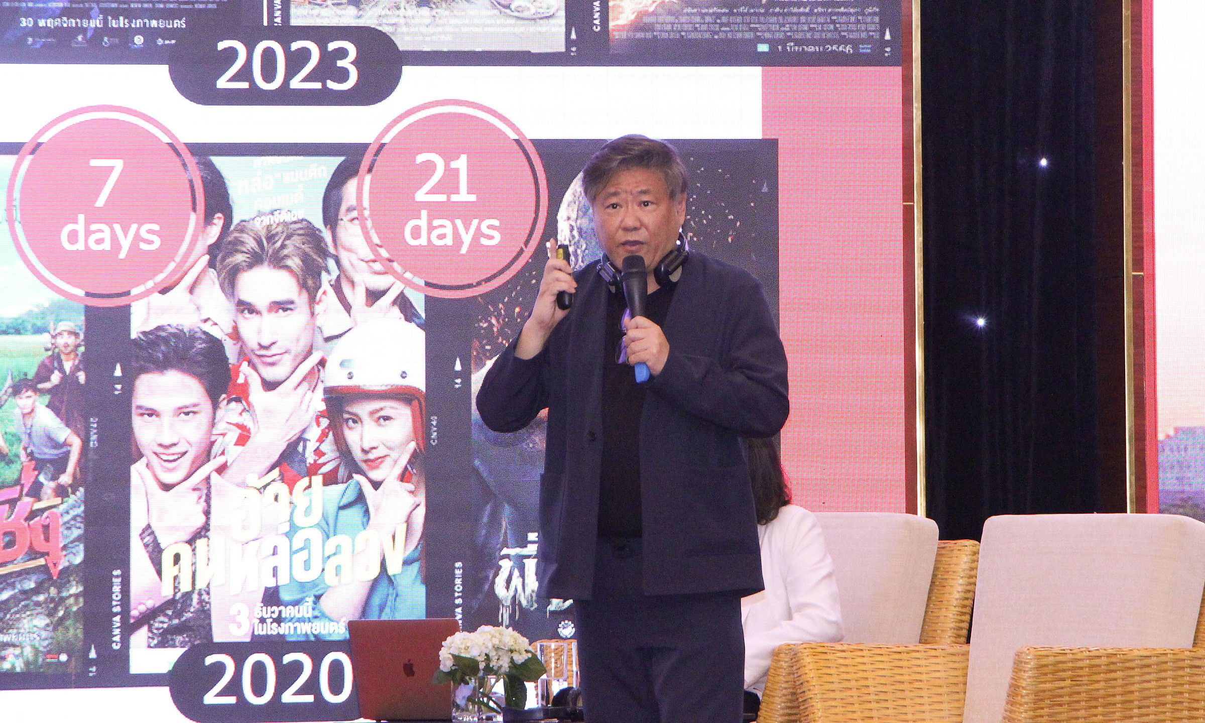 Ông Sirisak Koshpharashin trình bày lý do khiến Thái Lan trở thành nơi ghi hình của nhiều tác phẩm quốc tế tại hội thảo ngày 5/7. Ảnh: Bảo Tài