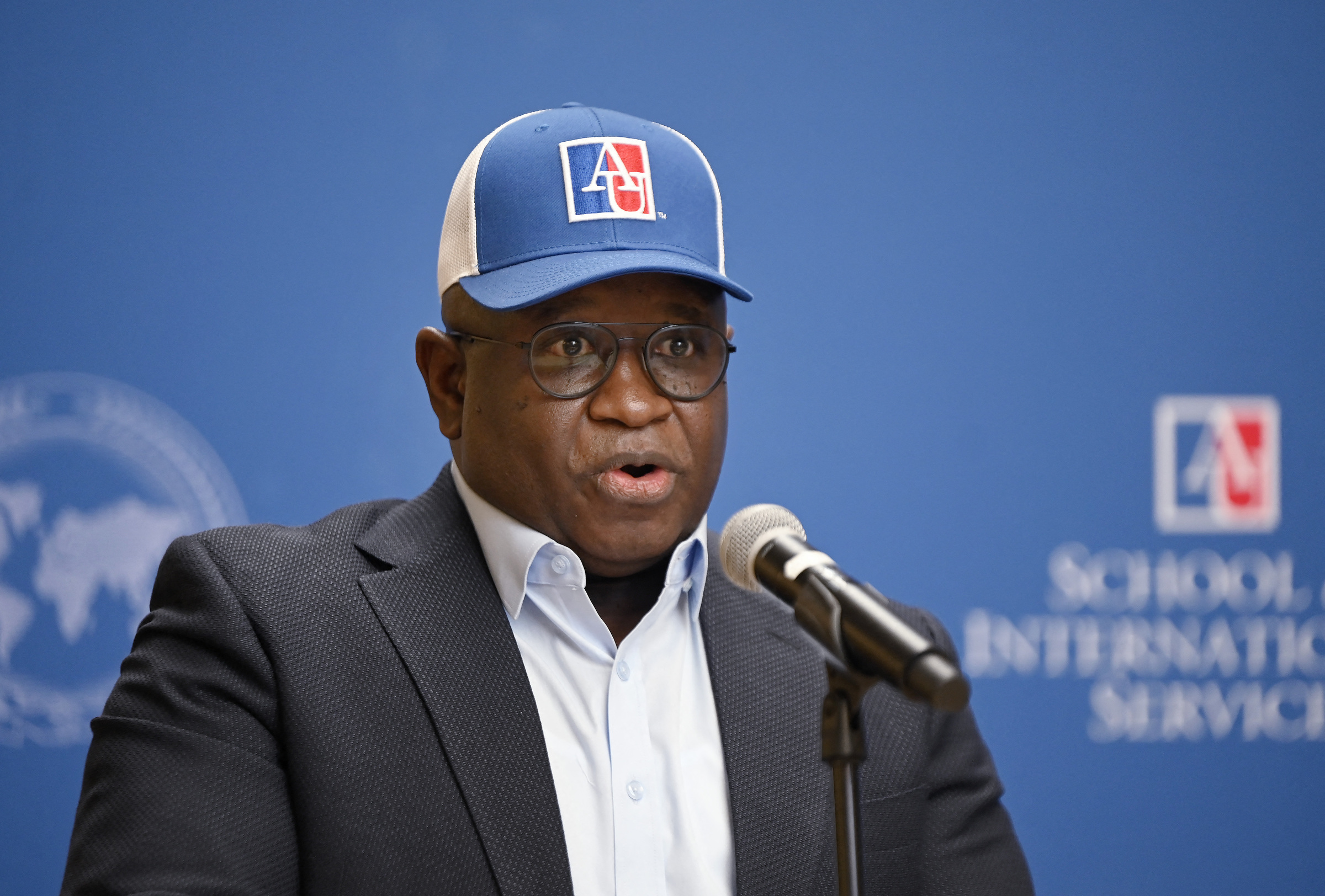 Tổng thống Sierra Leone Julius Maada Bio phát biểu tại Washington, Mỹ ngày 15/9. Ảnh: AFP