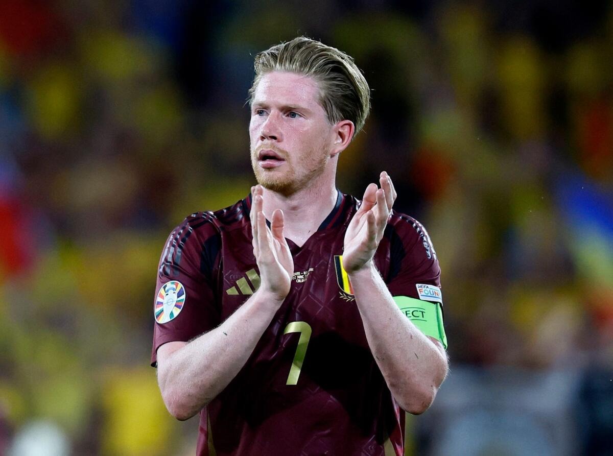 De Bruyne mừng trận Bỉ thắng Romania 2-0 ở vòng bảng Euro 2024. Ảnh: Reuters