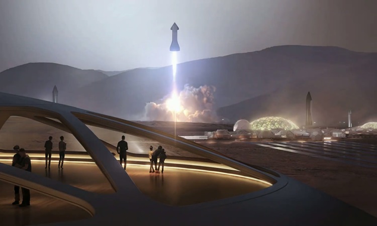 vne-musk-9652-1721040261 Mô phỏng Starship cất cánh trên sao Hỏa. Ảnh: SpaceX