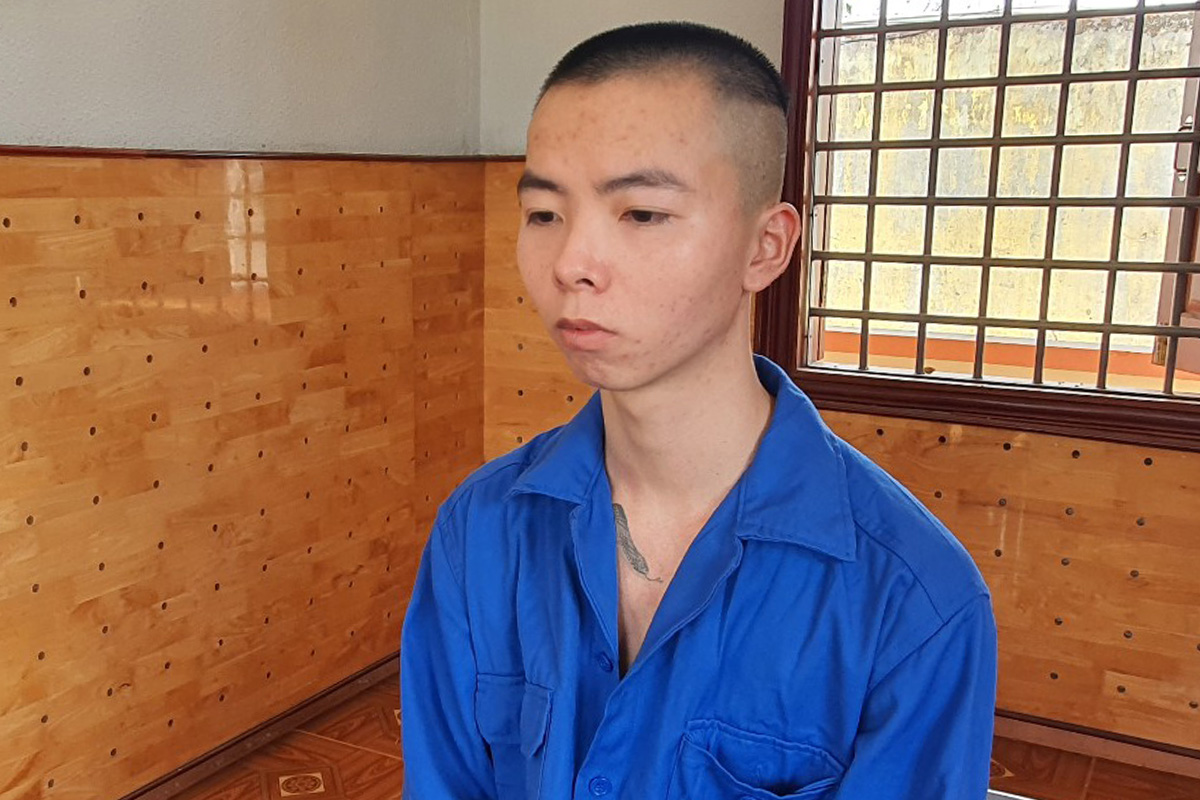 Nguyễn Văn Thế tại cơ quan điều tra. Ảnh: Ngọc Oanh