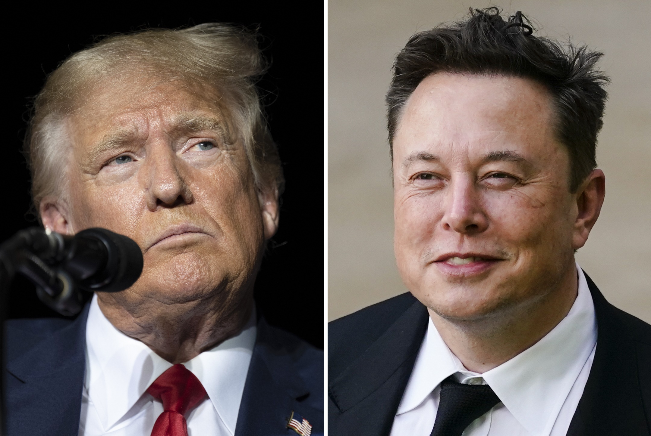 Cựu tổng thống Mỹ Donald Trump (trái) và tỷ phú Elon Musk. Ảnh: AP