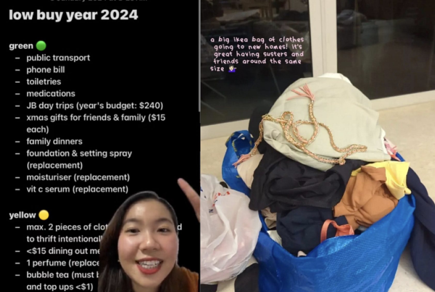 Một người thực hiện trào lưu tiêu dùng tối giản underconsumption core trên Tik Tok. Ảnh:  Straitstimes