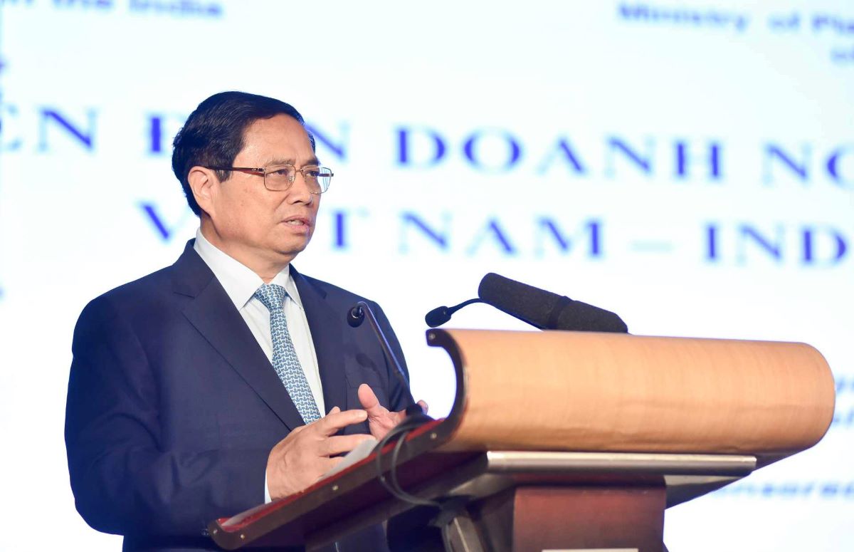 ttg-o-an-do-2845-1722419373-6469-1723884729 Thủ tướng Phạm Minh Chính phát biểu tại Diễn đàn doanh nghiệp Việt Nam - Ấn Độ ngày 31/7. Ảnh: Nguyễn Hồng
