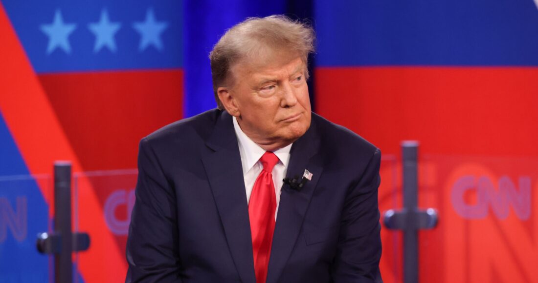 Cựu tổng thống Mỹ Donald Trump tại cuộc phỏng vấn với CNN ở thành phố Manchester, bang New Hampshire ngày 10/5. Ảnh: CNN