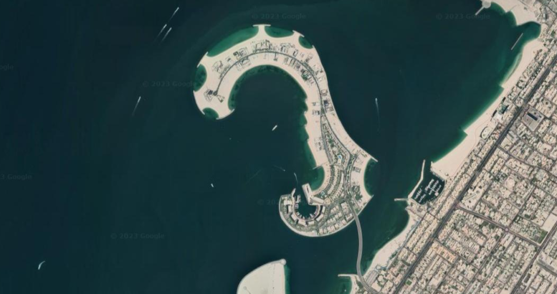 Jumeirah Bay Island, nơi tọa lạc bãi cát giá 34 triệu USD vừa được sang tay. Ảnh: Google Maps