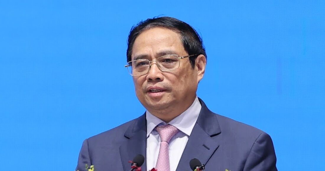 Thủ tướng Phạm Minh Chính phát biểu trước các nhà đầu tư nước ngoài, ngày 22/4. Ảnh: VGP