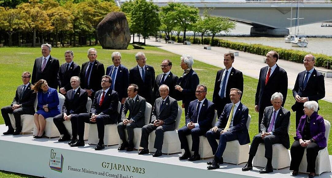 Các lãnh đạo tài chính G7 tham gia hội nghị ở Niigata. Ảnh: Reuters