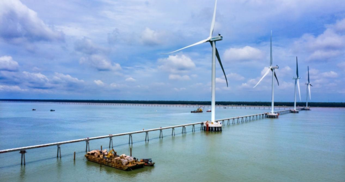 Dự án điện gió ở Trà VInh. Ảnh: Trungnam Group