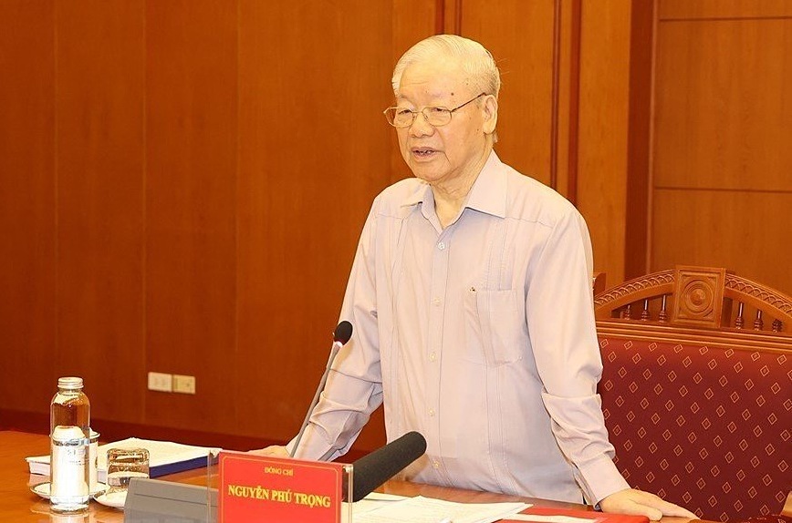 Tổng bí thư Nguyễn Phú Trọng chủ trì họp thường trực Ban chỉ đạo Trung ương về phòng chống tham nhũng, tiêu cực, sáng 10/3. Ảnh: TTXVN