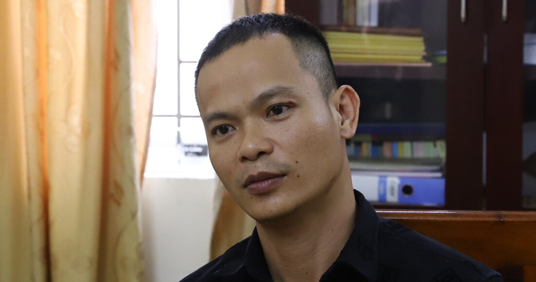 Nghi can Luân tại cơ quan điều tra. Ảnh: Công an cung cấp