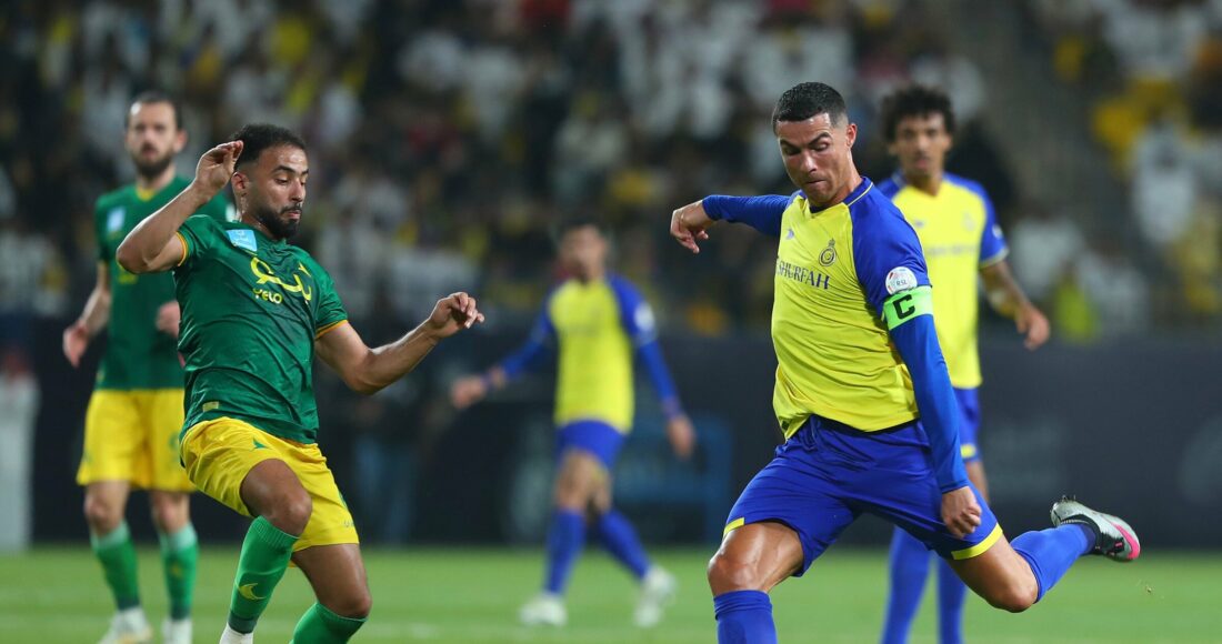 Ronaldo bỏ lỡ một cơ hội trong trận hoà Al Khaleej 1-1. Ảnh: AlNassr
