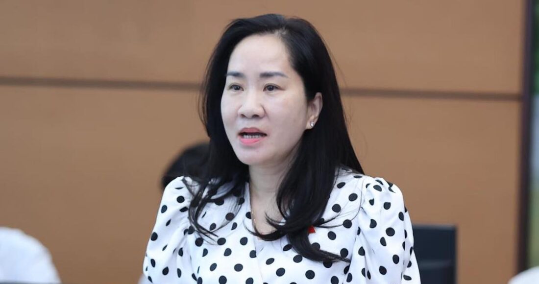 Bà Đoàn Thị Thanh Mai, Phó chủ nhiệm Ủy ban Kinh tế phát biểu tại thảo luận ở tổ về kinh tế xã hội, sáng 23/5. Ảnh: Như Ý