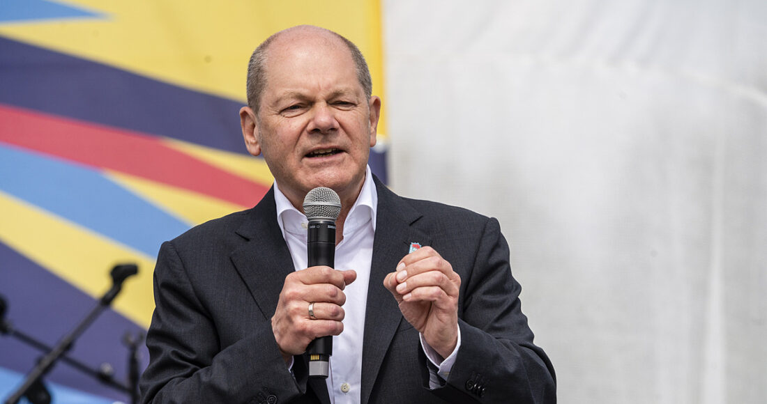 Thủ tướng Olaf Scholz phát biểu tại Koblenz, miền tây nước Đức ngày 1/5. Ảnh: AFP