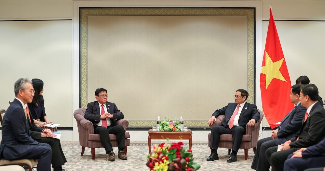 Thủ tướng Phạm Minh Chính tiếp lãnh đạo Tập đoàn Solitz, chiều tối 19/5, nhân tham dự Hội nghị thượng đỉnh G7 mở rộng. Ảnh: VGP