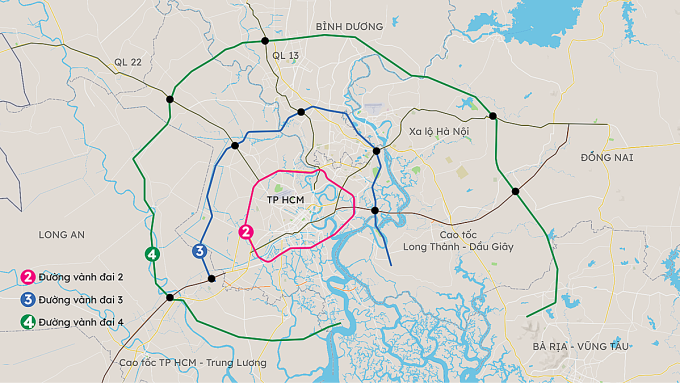 Dự án Vành đai 4 qua Long An dài hơn 78 km. Đồ họa: Khánh Hoàng