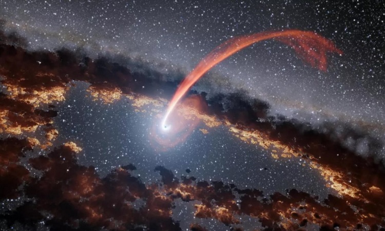 Mô phỏng một hố đen đang ăn sao. Ảnh: NASA/JPL-Caltech