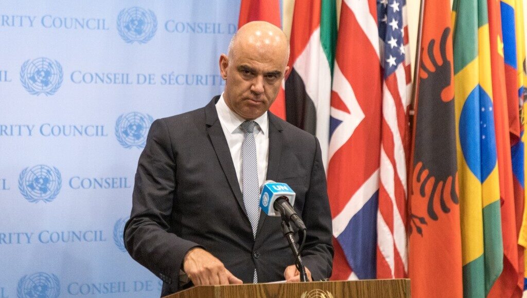 Tổng thống Thụy Sĩ Alain Berset tại New York, Mỹ, hôm 23/5. Ảnh: AFP