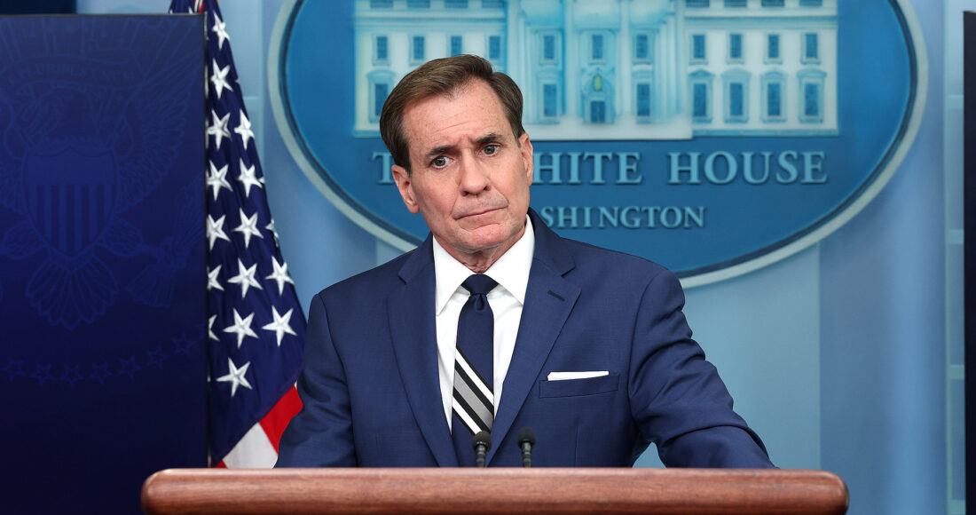 Người phát ngôn Hội đồng An ninh Quốc gia John Kirby tại cuộc họp báo ở Nhà Trắng ngày 6/6. Ảnh: AFP