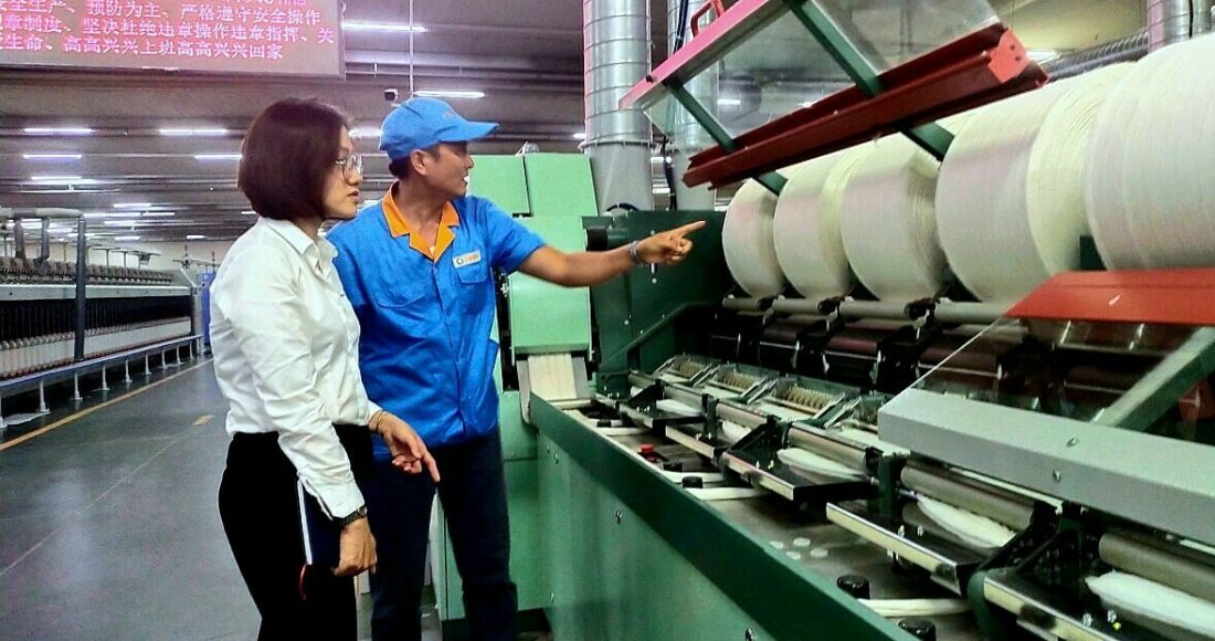 Xưởng sản xuất sợi của Công ty cổ phần dệt Texhong Nhơn Trạch. Ảnh: Xuân An