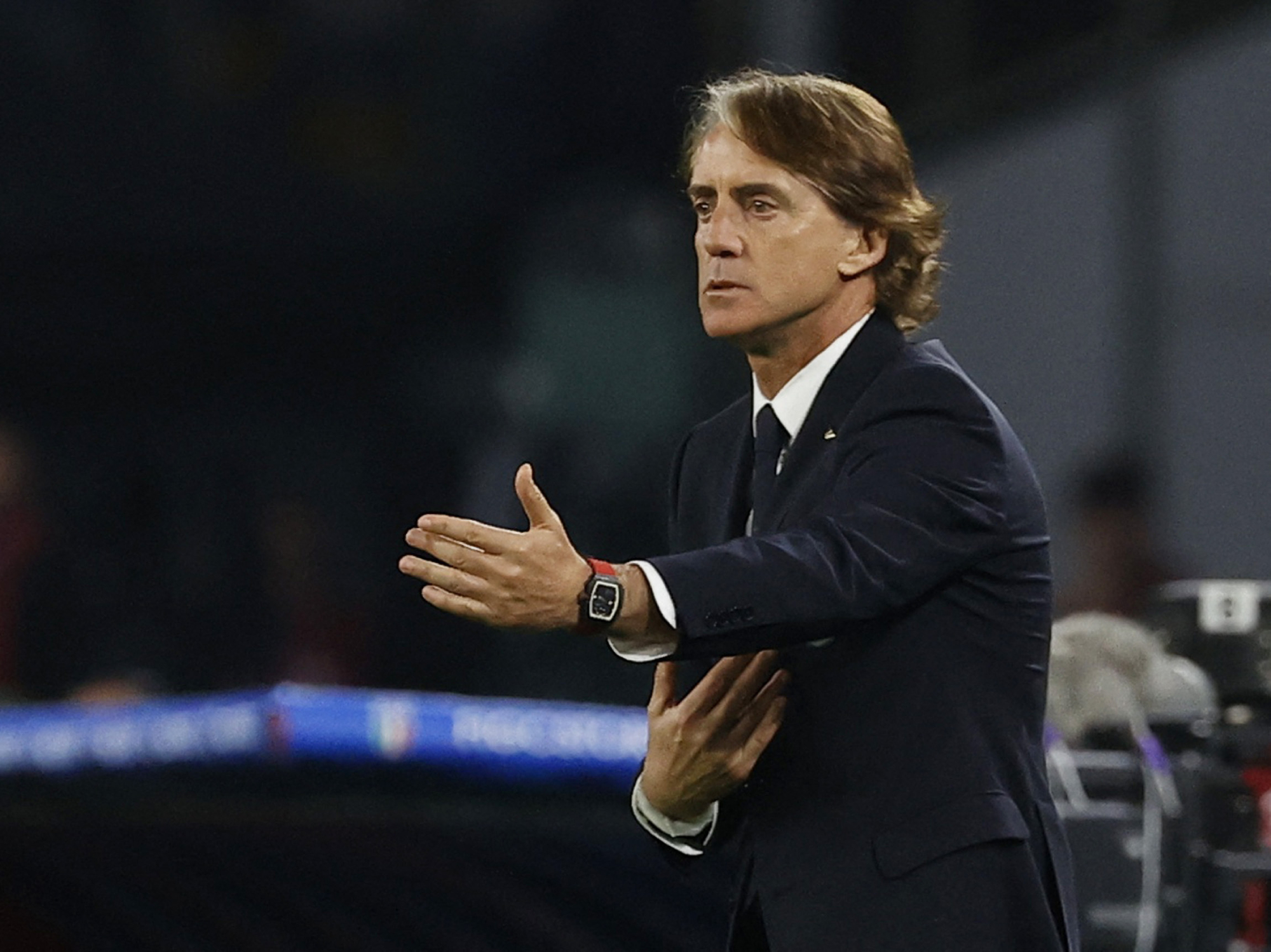 Mancini trong trận Italy thua Anh 1-2 tại vòng loại Euro 2024 hôm 23/3. Ảnh: Reuters