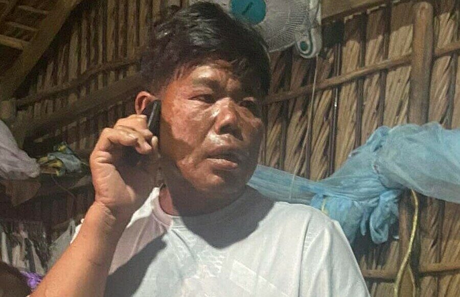 Ngư dân Trần Văn Việt trở về quê Kiên Giang, gọi điện cảm ơn những người đã giúp mình vượt qua hoạn nạn, tối 6/6. Ảnh: Gia đình cung cấp