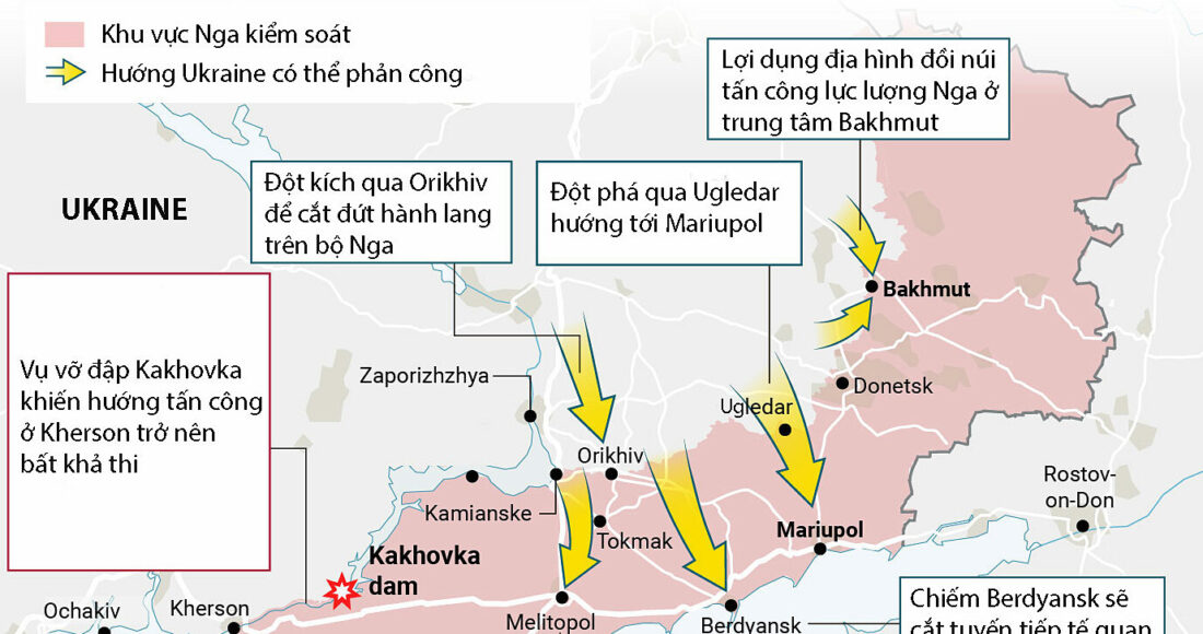 Các mũi phản công tiềm năng của Ukraine. Đồ họa: Times