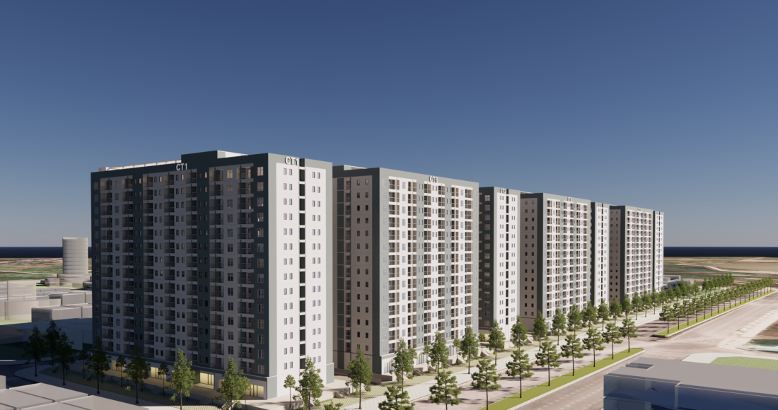 Phối cảnh hơn 2.500 căn nhà xã hội sẽ được xây ở Khu công nghiệp Tràng Duệ