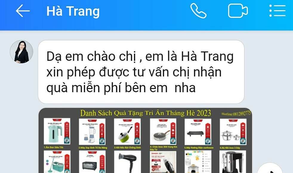 Đối tượng mạo danh siêu thị nhắn tin tặng quà tri ân khách hàng. Ảnh: Hồng Châu