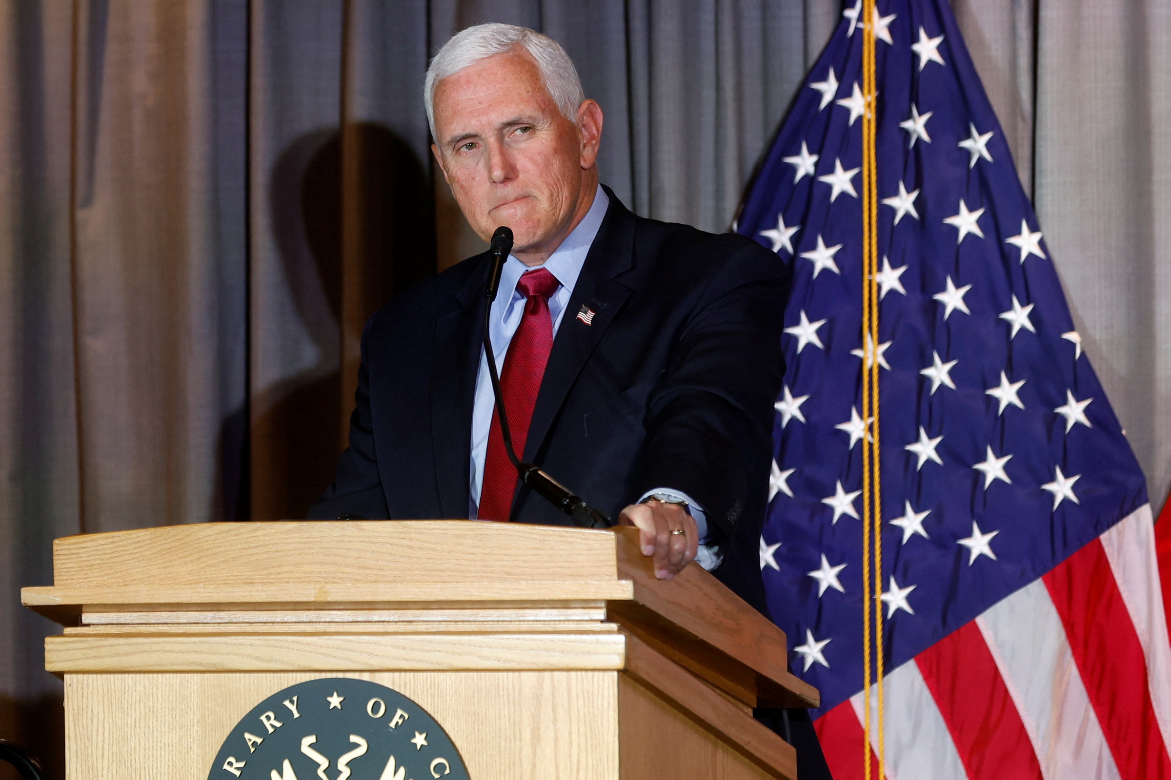 Cựu phó tổng thống Mỹ Mike Pence tại Washington hôm 16/2. Ảnh: Reuters