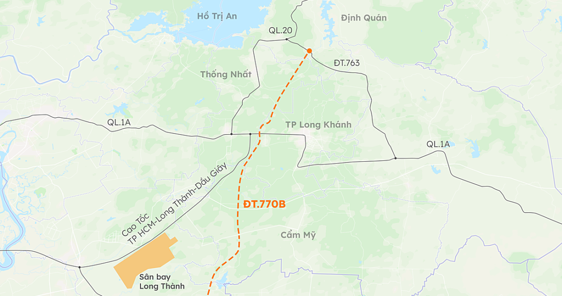Vị trí tuyến đường 770B. Đồ họa: Khánh Hoàng