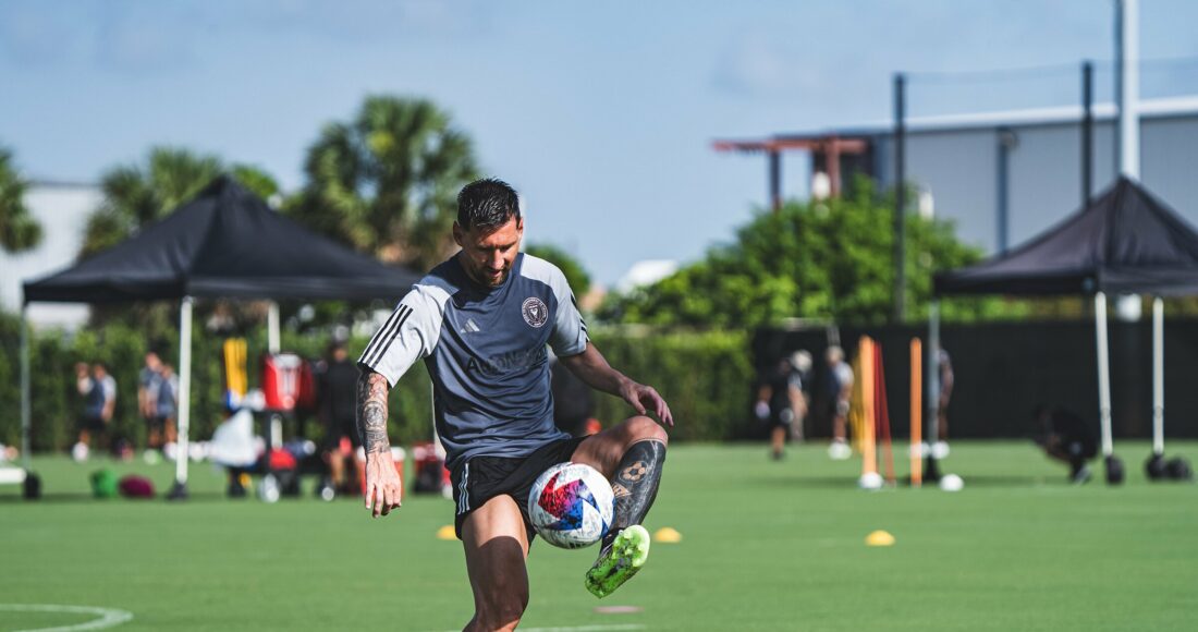 Messi trên sân tập của Inter Miami ngày 18/7 - buổi tập đầu tiên của anh cùng CLB Mỹ. Ảnh: Inter Miami FC