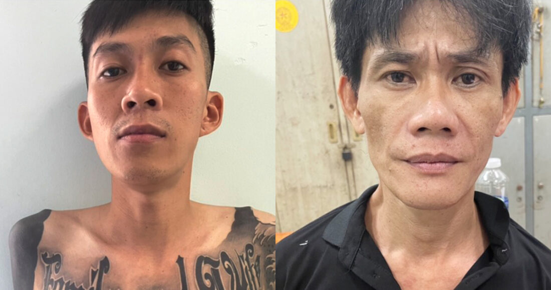 Hiển và Thanh tại cơ quan điều tra. Ảnh: Nhật Vy