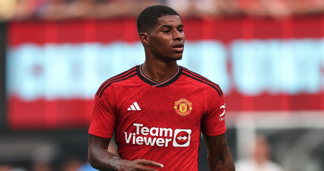 Tiền đạo Marcus Rashford mặc áo đấu Man Utd trong chuyến du đấu hè 2023. Ảnh: Reuters