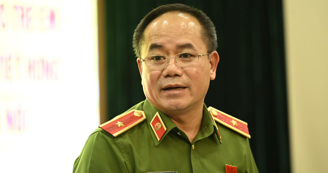 Thiếu tướng Nguyễn Thanh Tùng tại buổi cung cấp thông tin. Ảnh: Phạm Dự