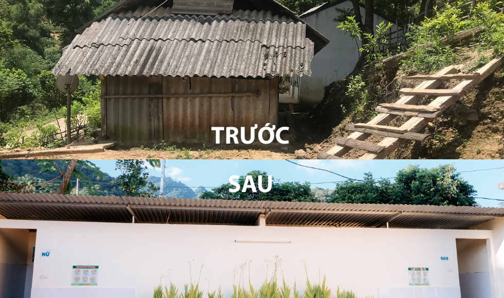Nhà vệ sinh trong Dự án vệ sinh học đường xây dựng tại huyện Vân Hồ, Sơn La. Ảnh: Quỹ Hy Vọng.