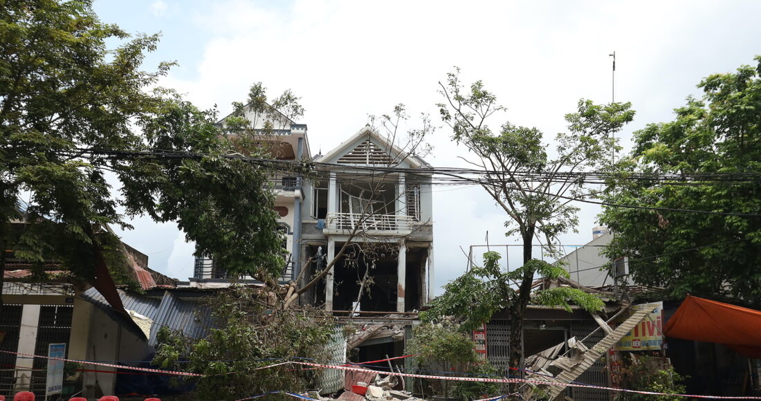 Hiện trường vụ nổ ở Thái Nguyên sáng 17/7. Ảnh: Phạm Chiểu