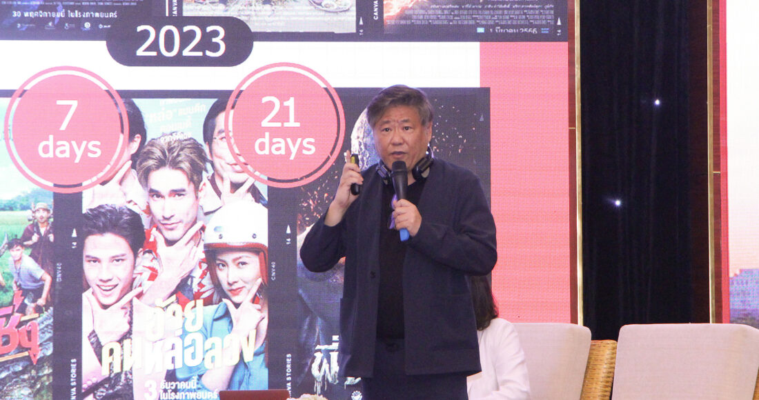 Ông Sirisak Koshpharashin trình bày lý do khiến Thái Lan trở thành nơi ghi hình của nhiều tác phẩm quốc tế tại hội thảo ngày 5/7. Ảnh: Bảo Tài