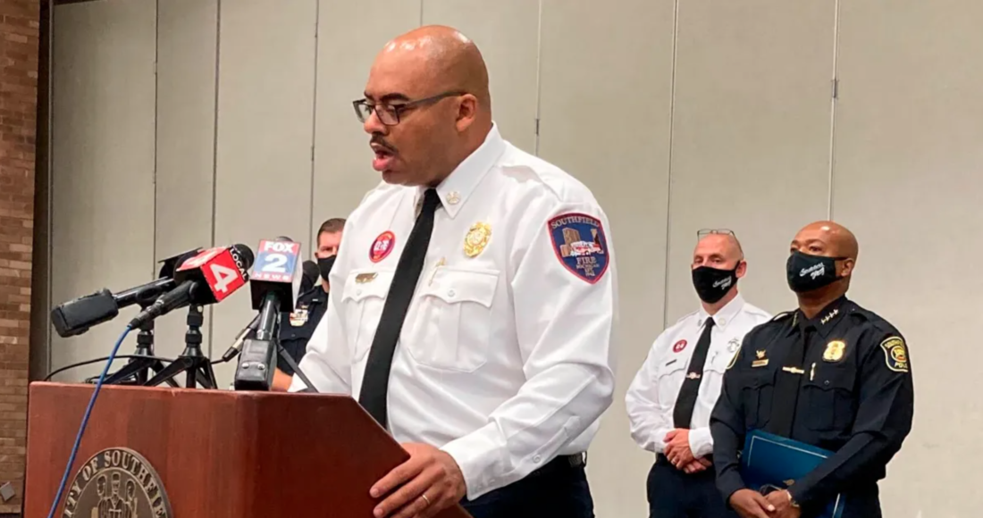 Cảnh sát trưởng thành phố Southfield họp báo về vụ án, hồi tháng 8/2020. Ảnh: NBC