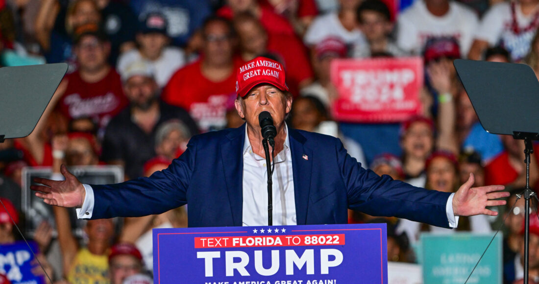 Cựu tổng thống Mỹ Donald Trump trong cuộc vận động tranh cử hôm 9/7 ở Doral, Florida. Ảnh: AFP