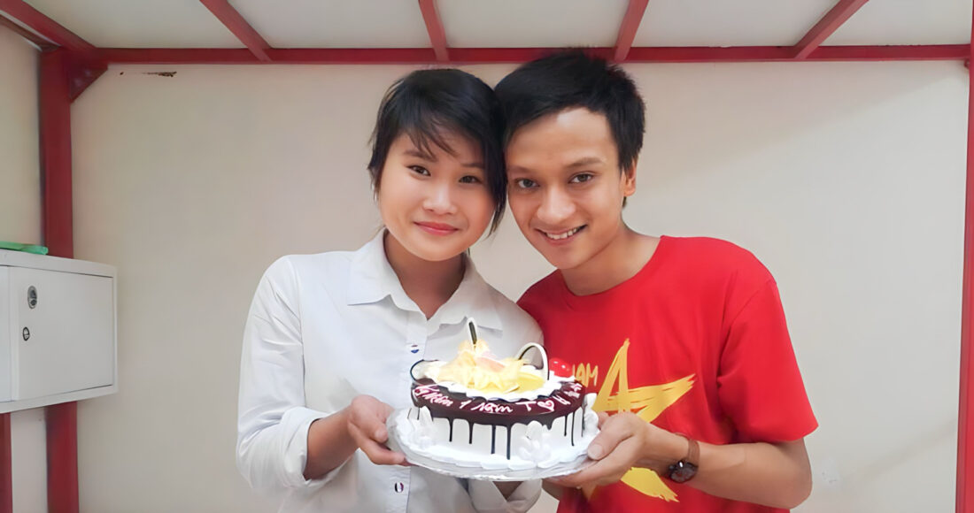 Hà và Thịnh kỷ niệm một năm yêu, tháng 6/2014. Ảnh: Nhân vật cung cấp