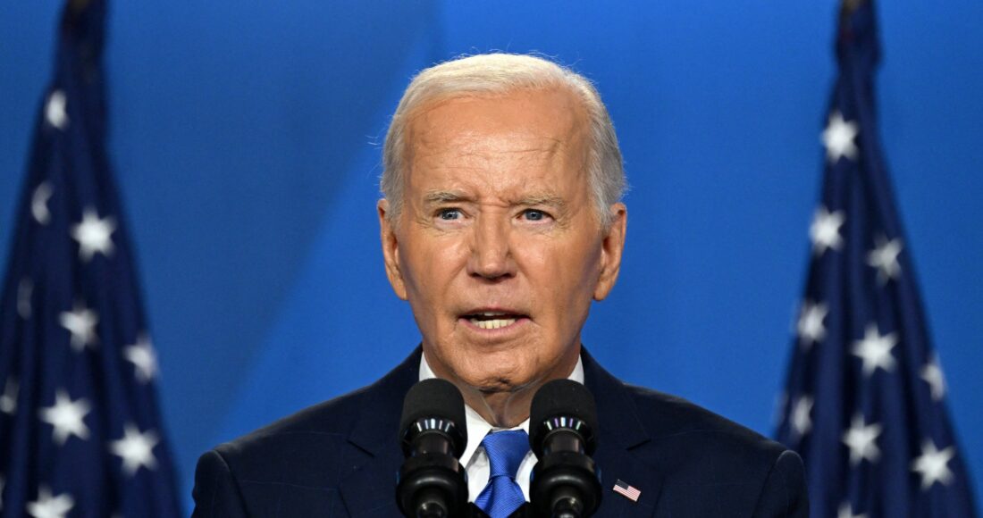 Tổng thống Biden họp báo sau hội nghị thượng đỉnh NATO ở thủ đô Washington hôm 11/7. Ảnh: AFP