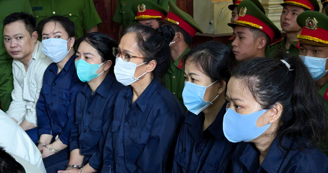 Các bị cáo tại tòa. Ảnh: Hải Duyên