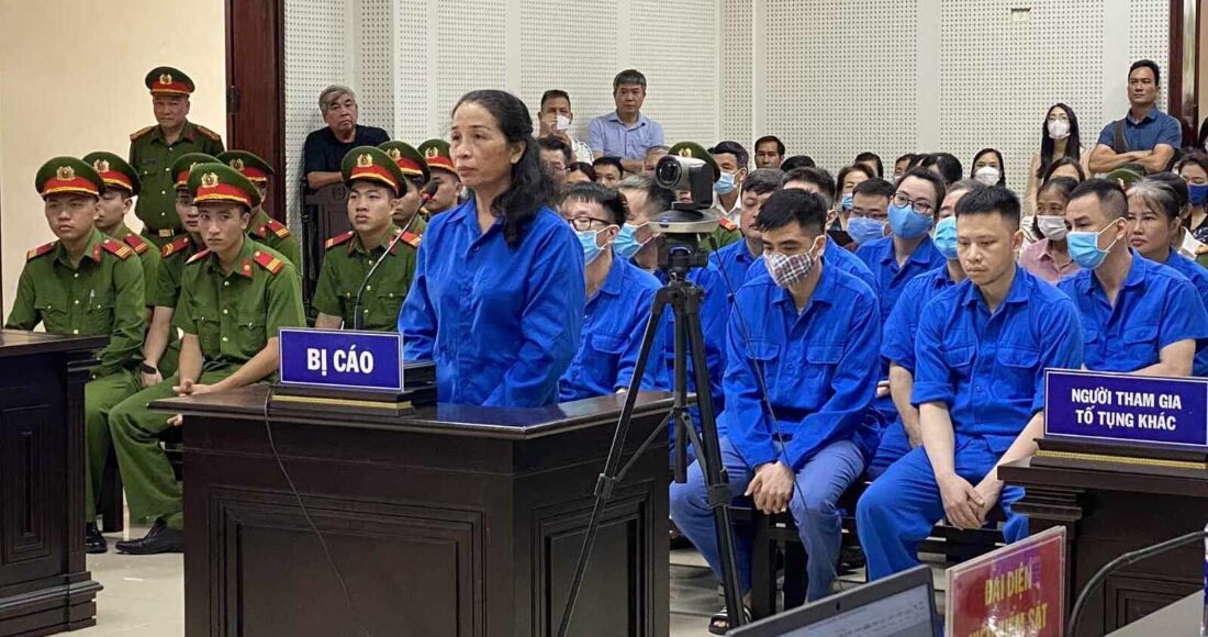 Cựu giám đốc Sở Giáo dục và Đào tạo Quảng Ninh Vũ Liên Oanh tại phiên tòa sáng 10/10. Ảnh: Lê Tân