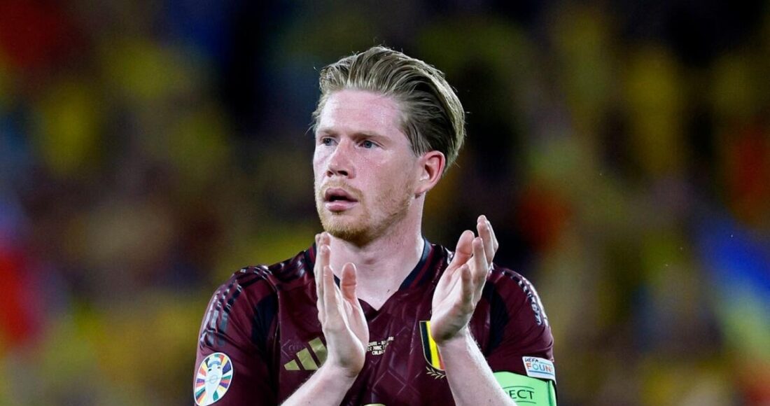 De Bruyne mừng trận Bỉ thắng Romania 2-0 ở vòng bảng Euro 2024. Ảnh: Reuters